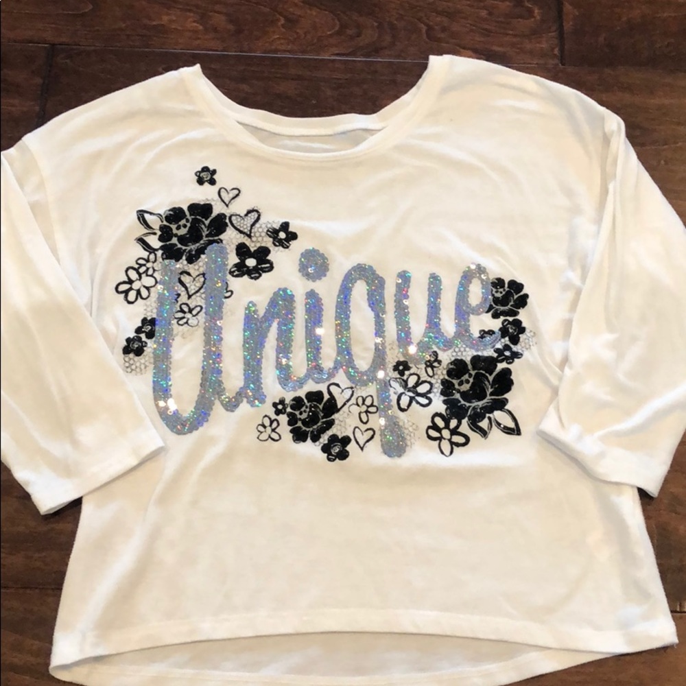 Justice Sequin Fashion Crop Mid Sleeve